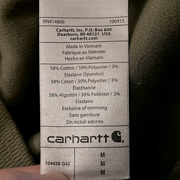 Carhartt Relaxed Fit Olive Green Mens Long Sleeve Polo Sweater Sweatshirt Medium - Picture 9 of 11